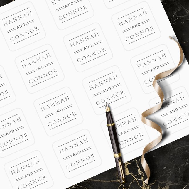 Moderne Schwarz-Weiß-Typografie Quadratischer Aufkleber (Von Creator hochgeladen)