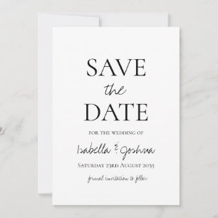 Moderne Schwarz-Weiß-Typografie Save the Date
