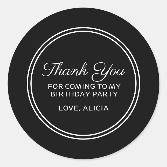 Moderne Schwarz-Weiß-Typografie Vielen Dank zum Ge Runder Aufkleber (Vorderseite)