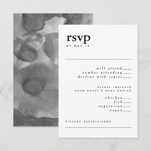 Moderne Schwarz-Weiß-Typografie Wasserfarbe UAWG Einladung (Vorne/Hinten)