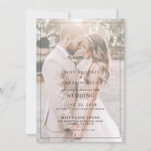 Moderne Schwarz-Weiß-Überlagerungsfoto-Hochzeit Einladung