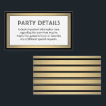 Moderne Schwarz-, Weiß- und Gold-Imitate - Details Begleitkarte<br><div class="desc">Komplimieren Sie die Party Einladungen in Schwarz und Gold und erhalten Sie wichtige Informationen zu den passenden Gehäusekarten. Alle Formulierungen auf dieser Vorlage sind einfach zu anpassen für jeden Anlass. Diese Karte enthält die Feste Details Ihrer Wahl wie Anfahrtsbeschreibung, Website, besondere Wünsche, Unterkünfte, Empfang, uAwg, etc. Das Design besticht durch...</div>