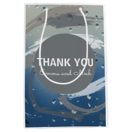 Moderne Schwarz, Weiß und Grau Pinselstrich Danke Mittlere Geschenktüte