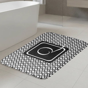 Moderne Schwarz-Weiß verbundene Ringe Monogramm Badematte