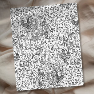 Moderne Schwarz-Weiß-Vögel-Muster Fleecedecke