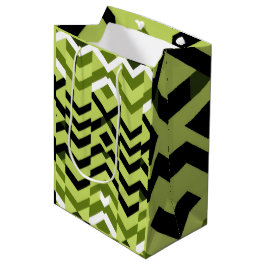 Moderne Schwarz-Weiß-Wasabi-Geometrie-Scharfe-Kuns Mittlere Geschenktüte