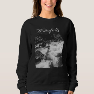 Moderne Schwarz-Weiß-Wasserfälle Sweatshirt