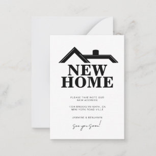 Moderne Schwarz-Weiß-Wohnungswechsel Neue Heimat Mitteilungskarte