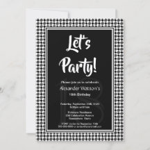 Moderne Schwarz-weiße 18. Geburtstagsparty