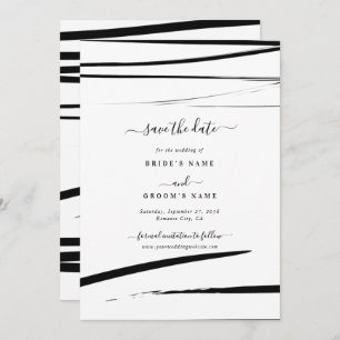 Moderne Schwarz-weiße Abstrakte Hochzeit Save The Date