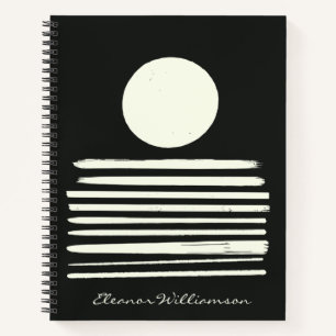 Moderne Schwarz-weiße Abstrakte Kunst Personalisie Notizbuch