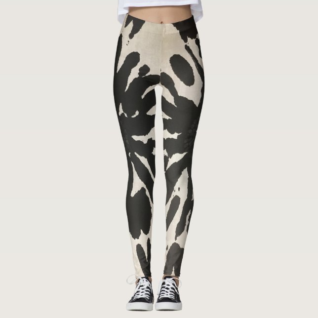Moderne Schwarz-weiße Abstrakte Leggings (Vorderseite)