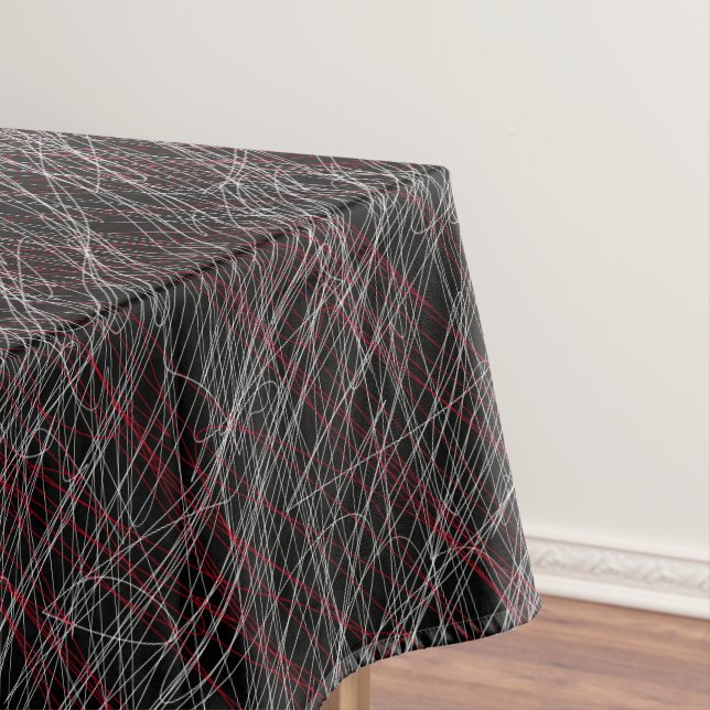 Moderne Schwarz-weiße Abstrakte Scribble Grafik Tischdecke (Beispiel)
