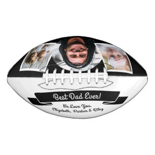 Moderne Schwarz-weiße Beste Vater je 3 FotoCollage Football