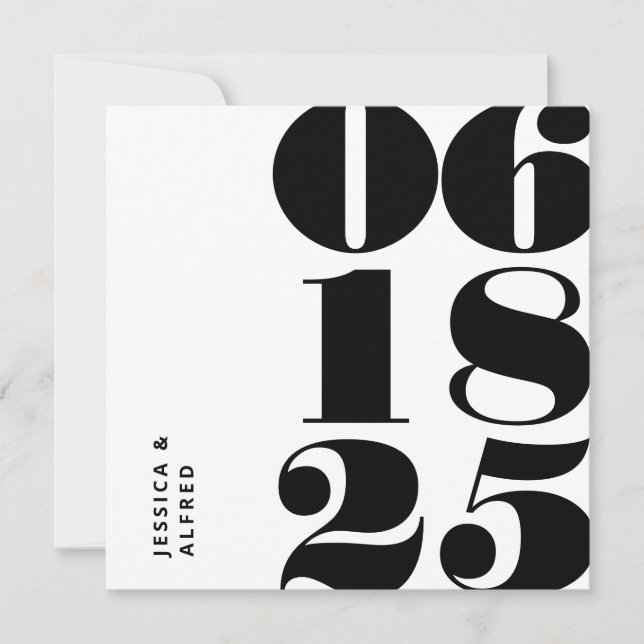 Moderne, Schwarz-weiße Big Date Wedding Save The Date (Vorderseite)