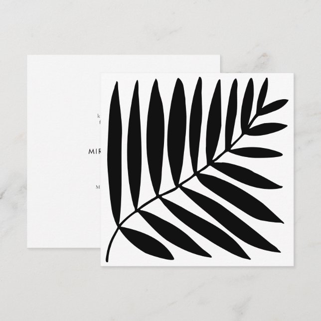 Moderne Schwarz-weiße botanische Pflanze Zeichnend Save The Date (Vorne/Hinten)