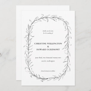 Moderne Schwarz-weiße Botanische Trauung Save The Date