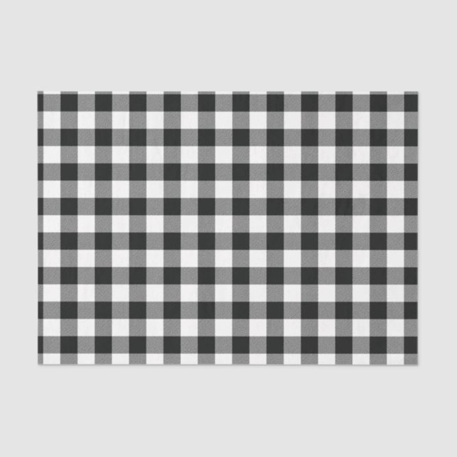 Moderne Schwarz-weiße Buffalo-Karos Seidenpapier (Vorderseite)
