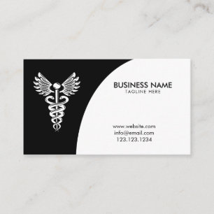 Moderne schwarz-weiße Caduceus Pharmaka Visitenkarte