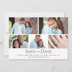 Moderne Schwarz-weiße Collage Multi Foto Hochzeit Einladung