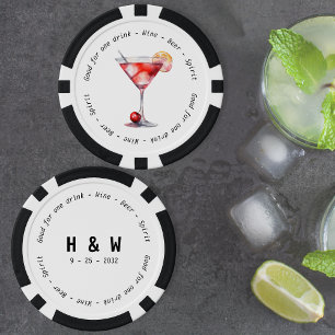 Moderne Schwarz-weiße Cosmo Drink Voucher Hochzeit Pokerchips