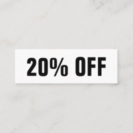 Moderne, schwarz-weiße Discount-Karte Mini Visitenkarte