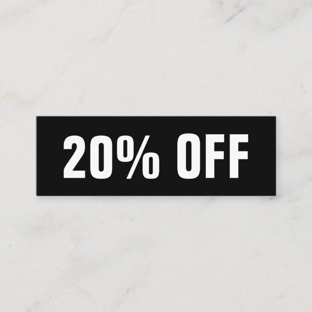 Moderne, schwarz-weiße Discount-Karte Mini Visitenkarte (Vorderseite)