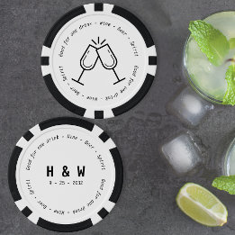 Moderne Schwarz-weiße Drink Voucher Champagner Hoc Pokerchips