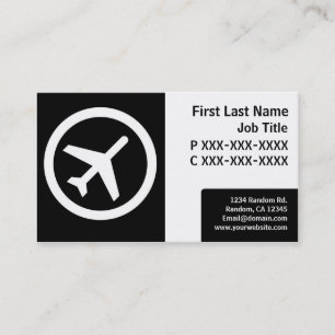 Moderne Schwarz-weiße einfache Flugzeugkarten Visitenkarte