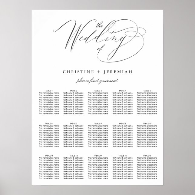 Moderne Schwarz-weiße, elegante Script-Hochzeitssi Poster (Vorne)