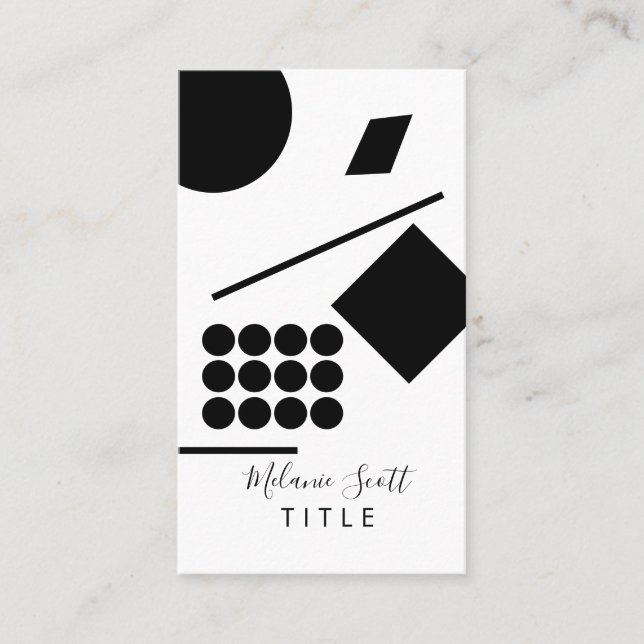 Moderne Schwarz-weiße Geometrie-Linien Visitenkarte (Vorderseite)