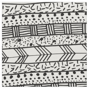 Moderne Schwarz-weiße geometrische Brushstrokes Stoff