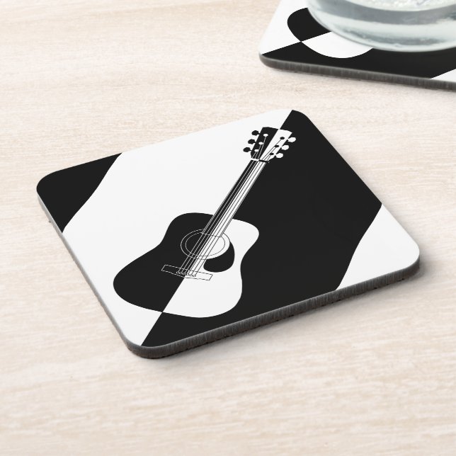 Moderne, schwarz-weiße Gitarre Untersetzer (Linke Seite)