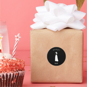 Moderne, schwarz-weiße Handzeichenkupplung Runder Aufkleber