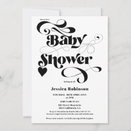 Moderne Schwarz-weiße Herzskriptkamera mit kühlem  Einladung