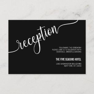 Moderne Schwarz-weiße Hochzeit EMPFANG Begleitkarte