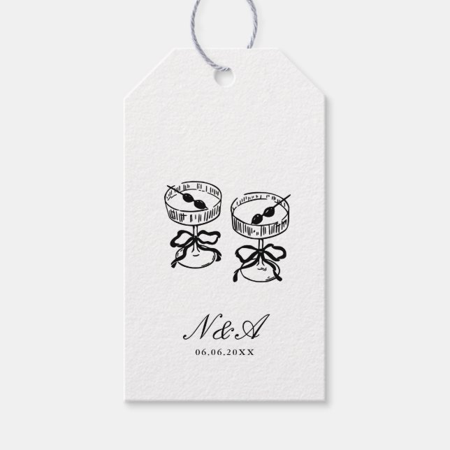 Moderne Schwarz-weiße Hochzeit Geschenkanhänger (Vorderseite)