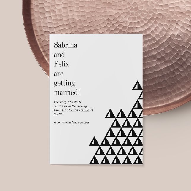 Moderne Schwarz-weiße Hochzeit mit minimaler Geome Einladung (Von Creator hochgeladen)