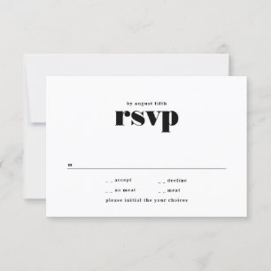 Moderne Schwarz-weiße Hochzeit RSVP Karte