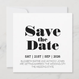 Moderne Schwarz-weiße Hochzeit Save The Date