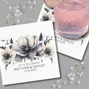 Moderne Schwarz-weiße Hochzeit Serviette