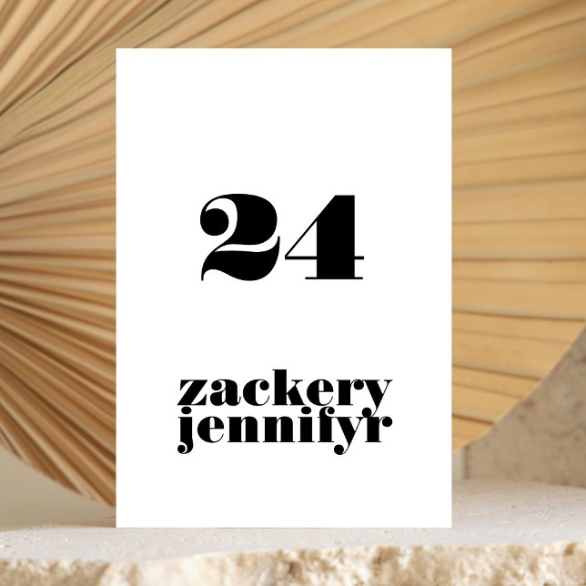 Moderne Schwarz-weiße Hochzeit Tischnummer (Von Creator hochgeladen)