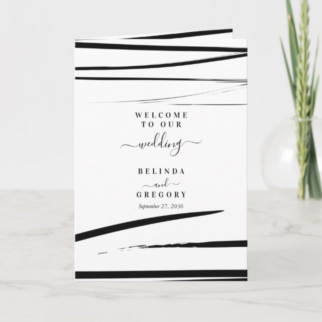 Moderne Schwarz-weiße Hochzeitserie Programm (Vorderseite)