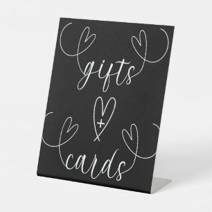 Moderne schwarz-weiße Hochzeitsgeschenke und -kart Sockelschild