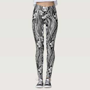 Moderne Schwarz-weiße Jugendstil-Designer Leggings