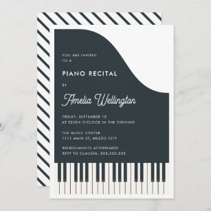 Moderne Schwarz-weiße Klavierbesetzung Einladung