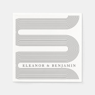 Moderne Schwarz-weiße Linien Arch Eleganter Hochze Serviette