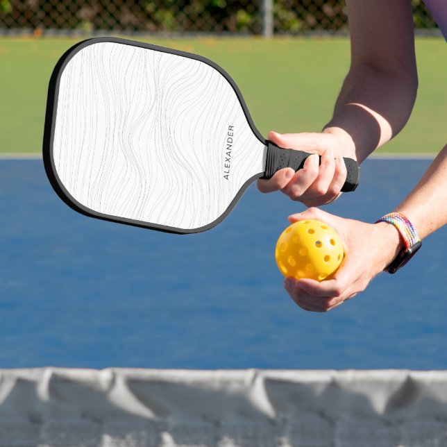 Moderne Schwarz-weiße Linien für minimalen Individ Pickleball Schläger (InSitu)