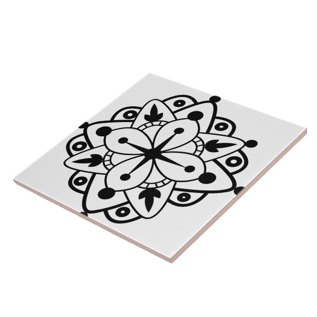 Moderne Schwarz-weiße Mandala Marble Keramik Tile Fliese (Seite)