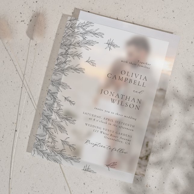 Moderne Schwarz-weiße Minimal-Blätter Hochzeit (Von Creator hochgeladen)